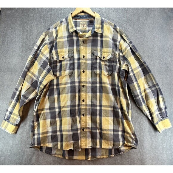 Redhead Shirt Men's 2XLT Yellow Gray Plaid  Heavy‎ Duty Long Sleeve Button Up - Picture 1 of 6